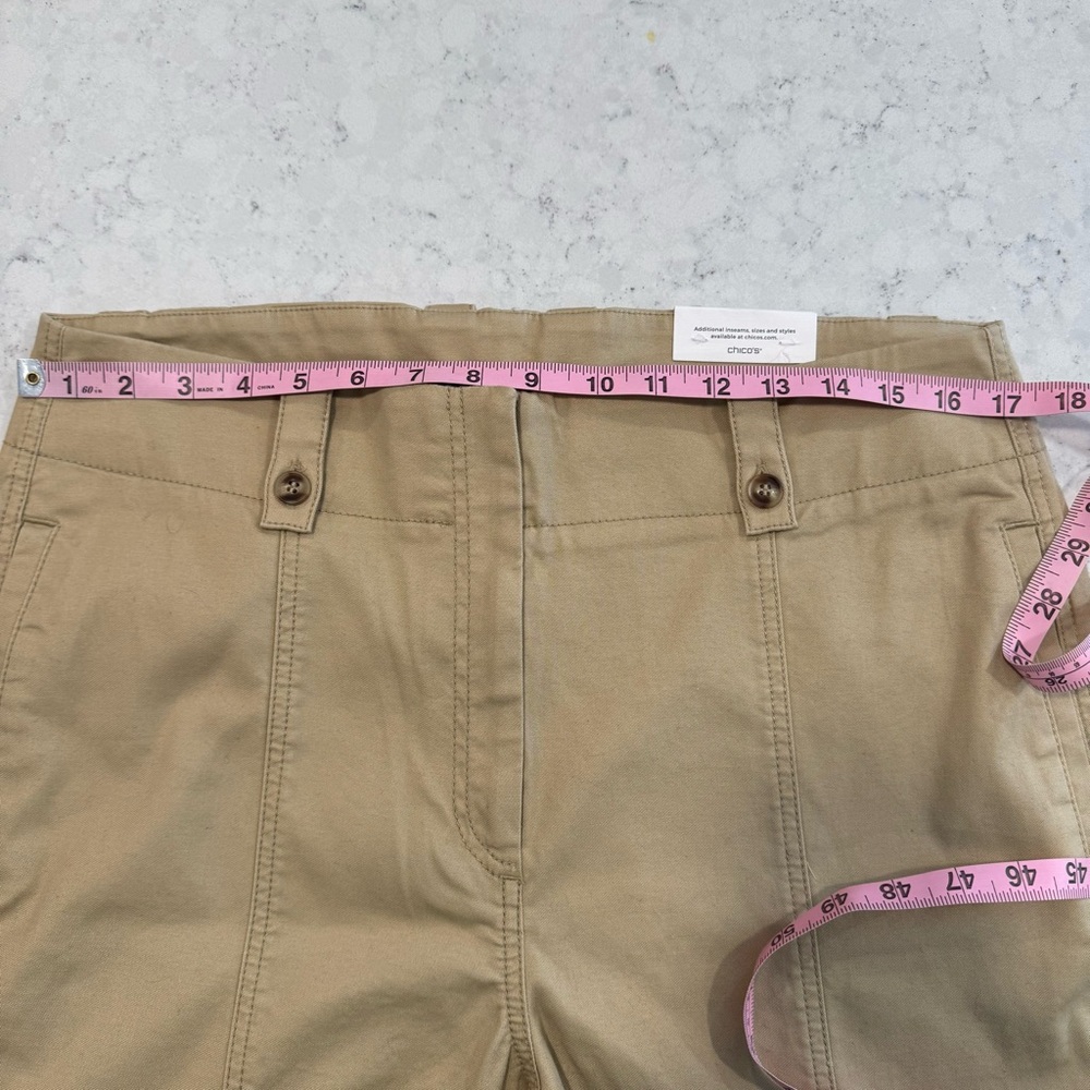 NWT Chico's Size 2R Fly Front Wide Leg Pant Fashion Wild Truffle Chino Khaki - Picture 13 of 16